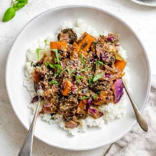 Sweet Potato Curry with Basil Jasmine Rice