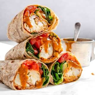 BBQ or Buffalo Cauliflower Veggie Wraps
