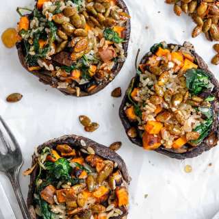 Healthy Wild Rice & Spinach Stuffed Mushrooms