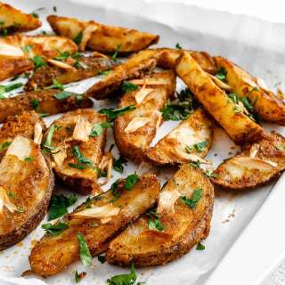 Crispy Garlic Baked Potato Wedges (+ Air Fryer Method)