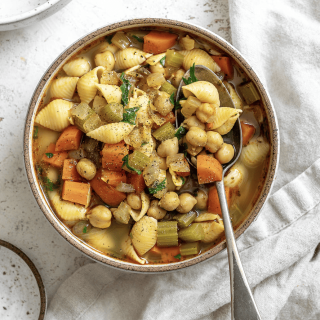 Vegan Chickpea Noodle Soup [Stove + Crockpot]