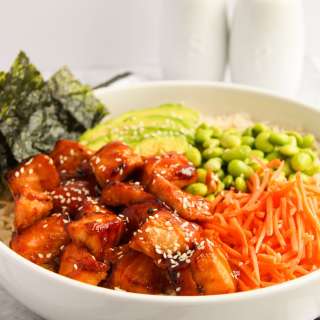 Teriyaki Salmon Poke Bowl (Gluten-Free)