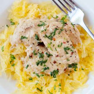 Garlic Butter Chicken with Spaghetti Squash
