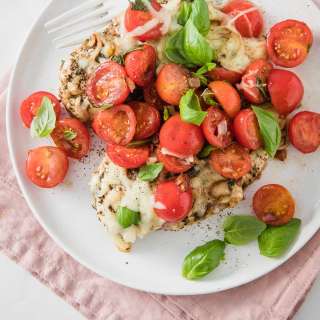 Baked Bruschetta Chicken with Balsamic Glaze