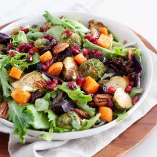 Winter Salad with Roasted Vegetables and Maple Dijon Dressing
