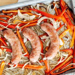 Baked Sheet Pan Sausage and Peppers