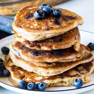 Fluffy Blueberry Oatmeal Pancakes
