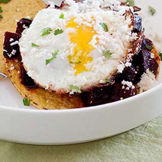 Roasted Beet Tostadas with Fried Egg