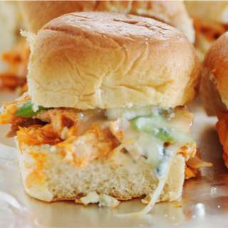 Buffalo Chicken Sliders on Hawaiian Rolls