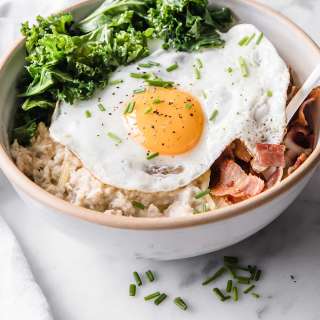 Savory Oatmeal with Egg & Bacon