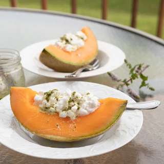 Cantaloupe with Cottage Cheese & Mint