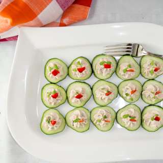Salmon Mousse on Cucumber Slices