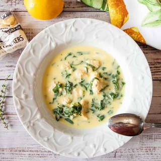 Egg lemon Soup (Avgolemono) with Spinach
