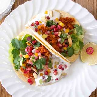 Vegan Breakfast Tacos with Pomegranate Salsa