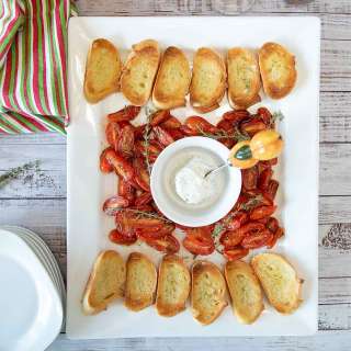 Roasted Tomato Crostini with Goat Cheese