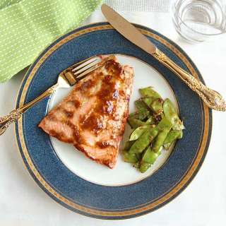 Miso Glazed Salmon and Snow Peas