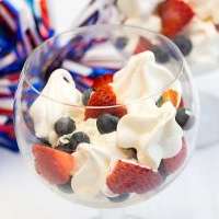 Red White and Blueberry Parfait with Meringue Stars