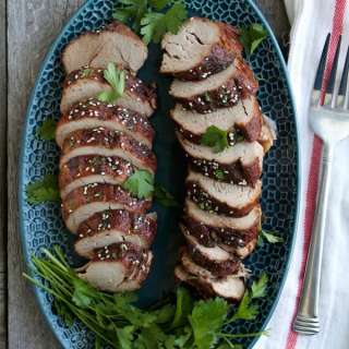 Crockpot Cherry Balsamic Glazed Pork Tenderloin