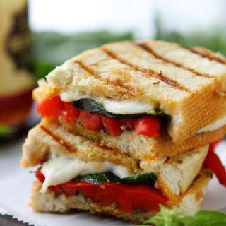Roasted Red Pepper and Pesto Panini Sandwich