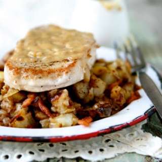 Pan Seared Pork Chops with Gravy & Hash