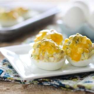 Deviled Eggs Recipe with Ham and Cheese