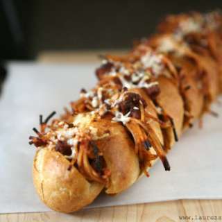 Spaghetti Stuffed Garlic Bread