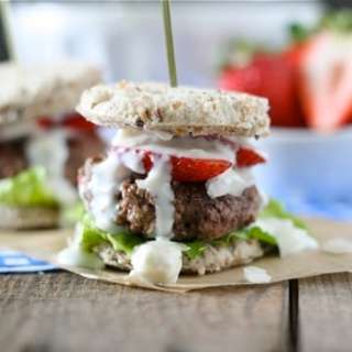 Summer Strawberry Sliders with Blue Cheese Sauce