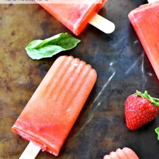 Boozy Strawberry Basil Lemonade Popsicles