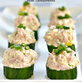Ham and Egg Salad Cucumber Cups