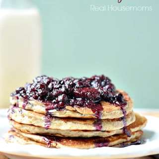 Banana Oatmeal Pancakes with Berry Sauce