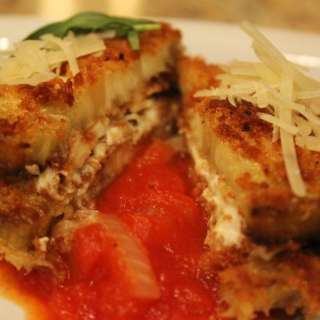 Eggplant and Goat Cheese Sandwiches with Tomato Tarragon Sauce
