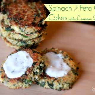Spinach and Feta Quinoa Cakes with Lemon Dill Sauce