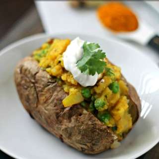 Samosa Stuffed Baked Potatoes