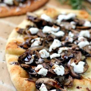 Mushroom & Goat Cheese Flatbreads with Balsamic Glaze