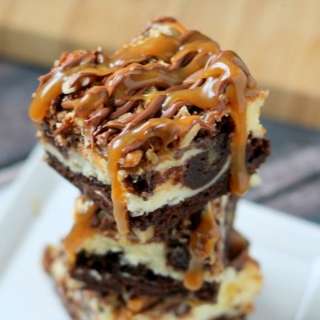 Turtle Cheesecake Brownie Bars