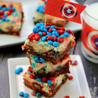 Chocolate & Peanut Butter M&M Cheesecake Bars