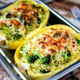 Broccoli & Cheese Stuffed Spaghetti Squash