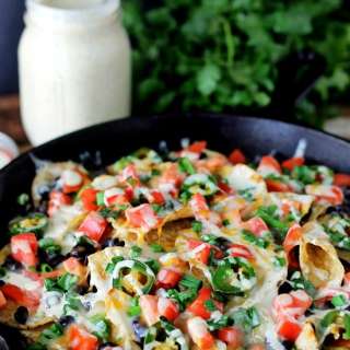 Black Bean Loaded Nachos with Jalapeno Ranch