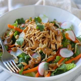 Crunchy Thai Chicken Salad with Peanut Dressing