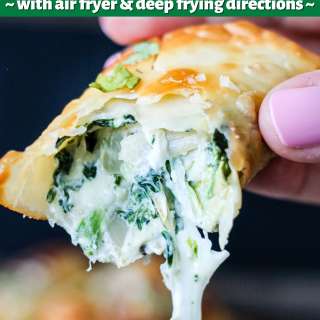 Spinach Artichoke Egg Rolls (deep fried or air fryer)