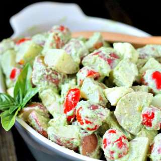 Creamy Pesto Caprese Potato Salad
