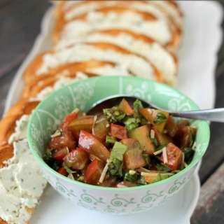Heirloom Tomato Bruschetta with Whipped Basil Feta Dip