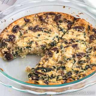 Spinach Mushroom Feta Crustless Quiche Recipe