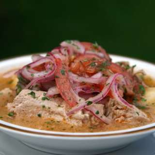 {Encebollado de pescado} Ecuadorian tuna fish soup