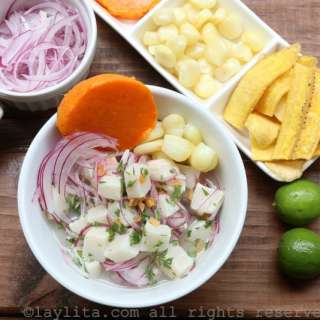 Peruvian fish cebiche or ceviche