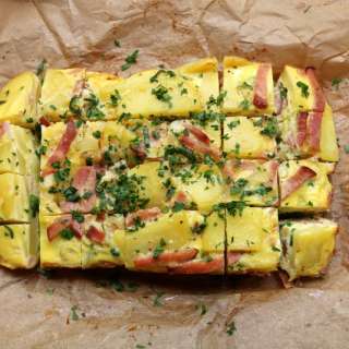 Baked Spanish style tortilla with ham