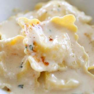 Baked Ravioli Recipe with Brown Butter Alfredo