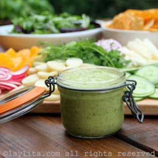 Creamy avocado salad dressing {with lime and cilantro}