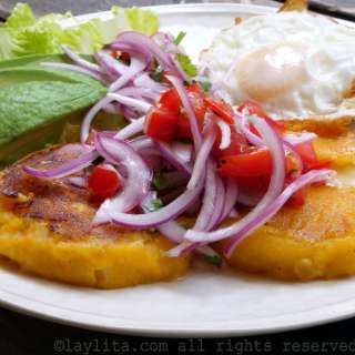 Llapingachos or Ecuadorian stuffed potato patties