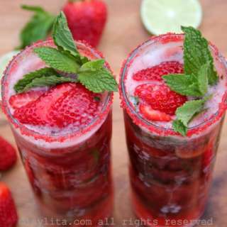 Strawberry mojito cocktails